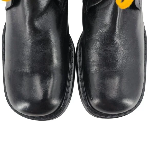 Vintage Paul May Italy Black Leather Chukka Ankle Boots Mens 9W Wide Tall Heels - Picture 10 of 11